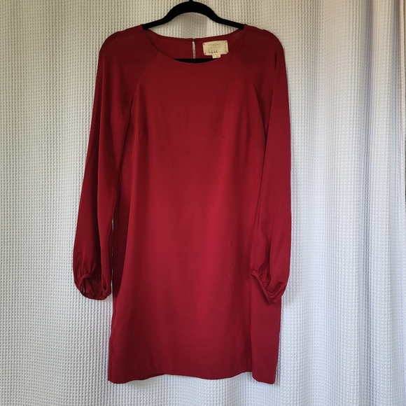 Nicole Miller silk, gathered sleeve dress, raspberry colour, size small - Picture 1 of 7